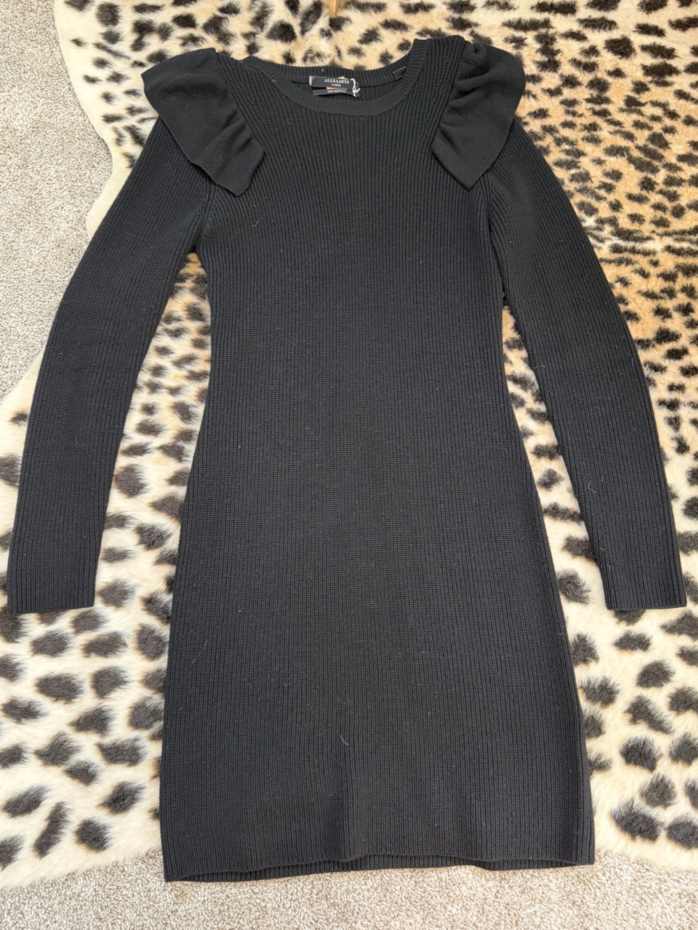 ALLSAINTS Derley Merino Wool Knit Sweater Dress Black Size L